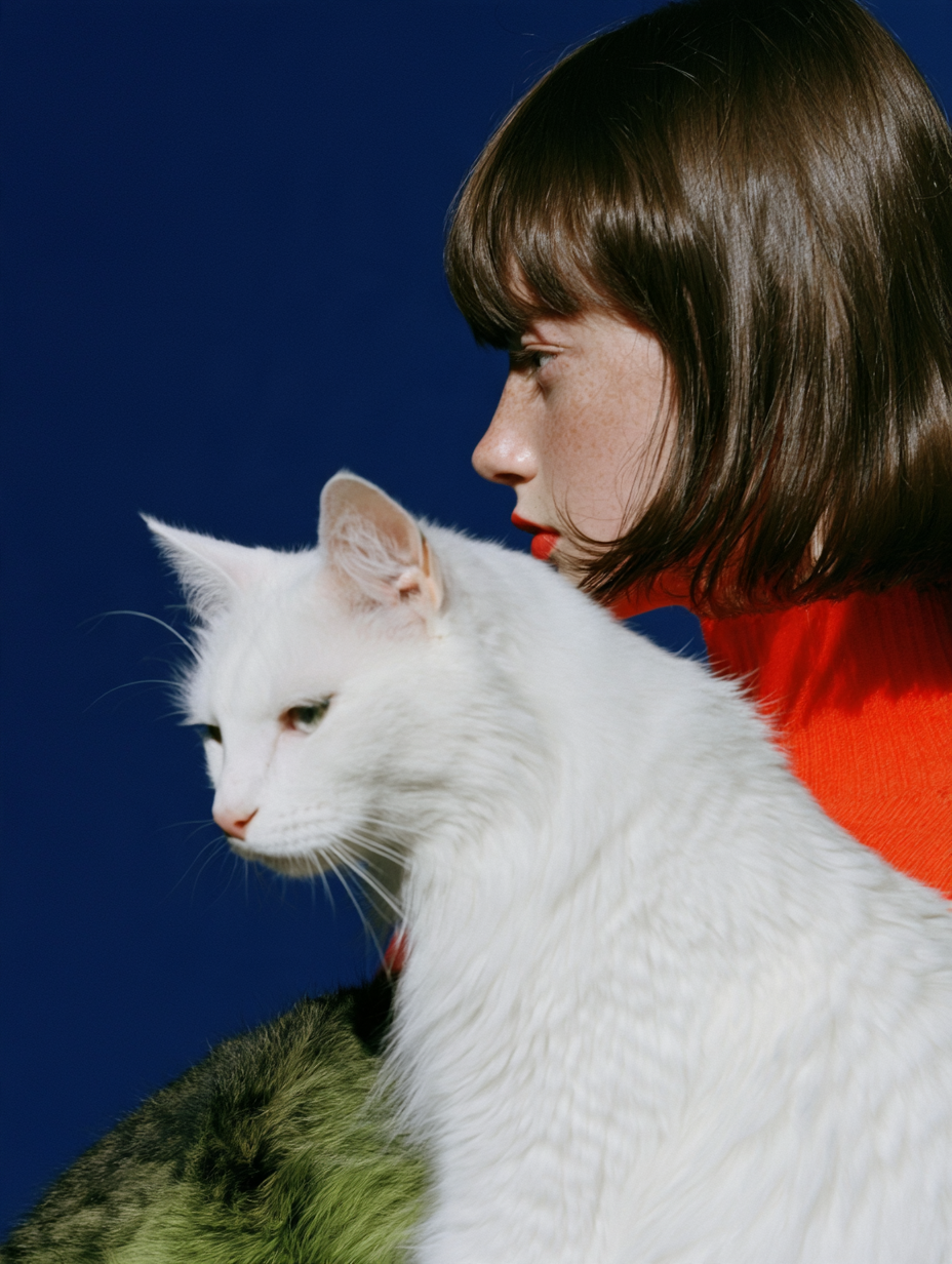 girl, cat and sun