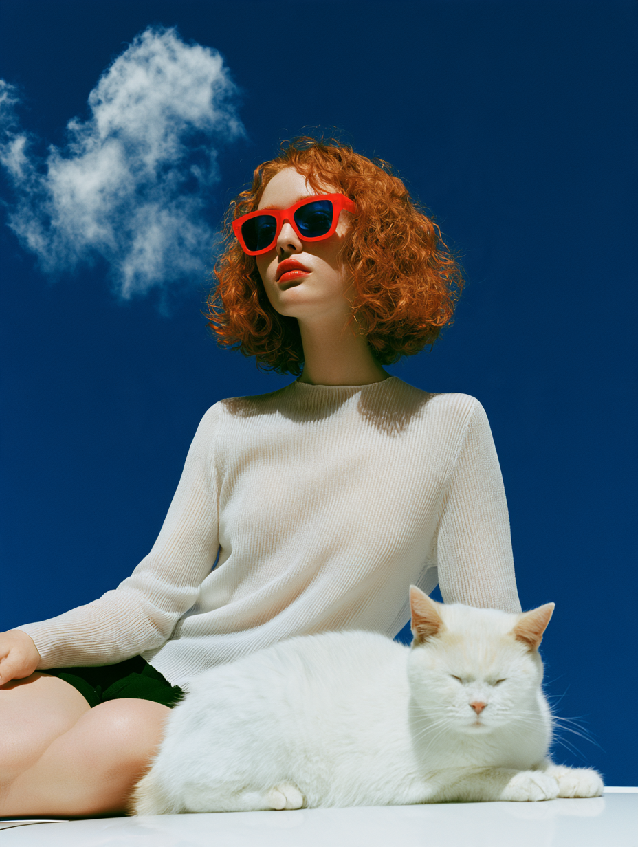 girl, cat and sun - alternate