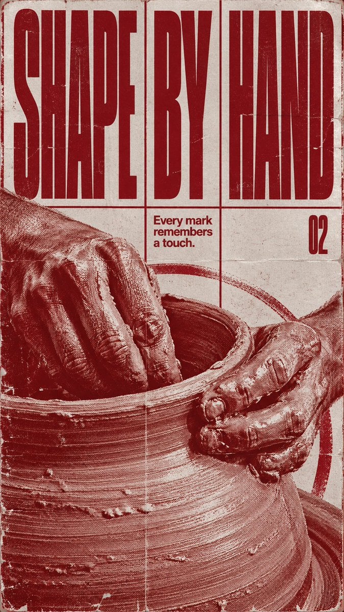 Editorial art poster, [Ratio]. Two inks only: deep oxbloo... - alternate