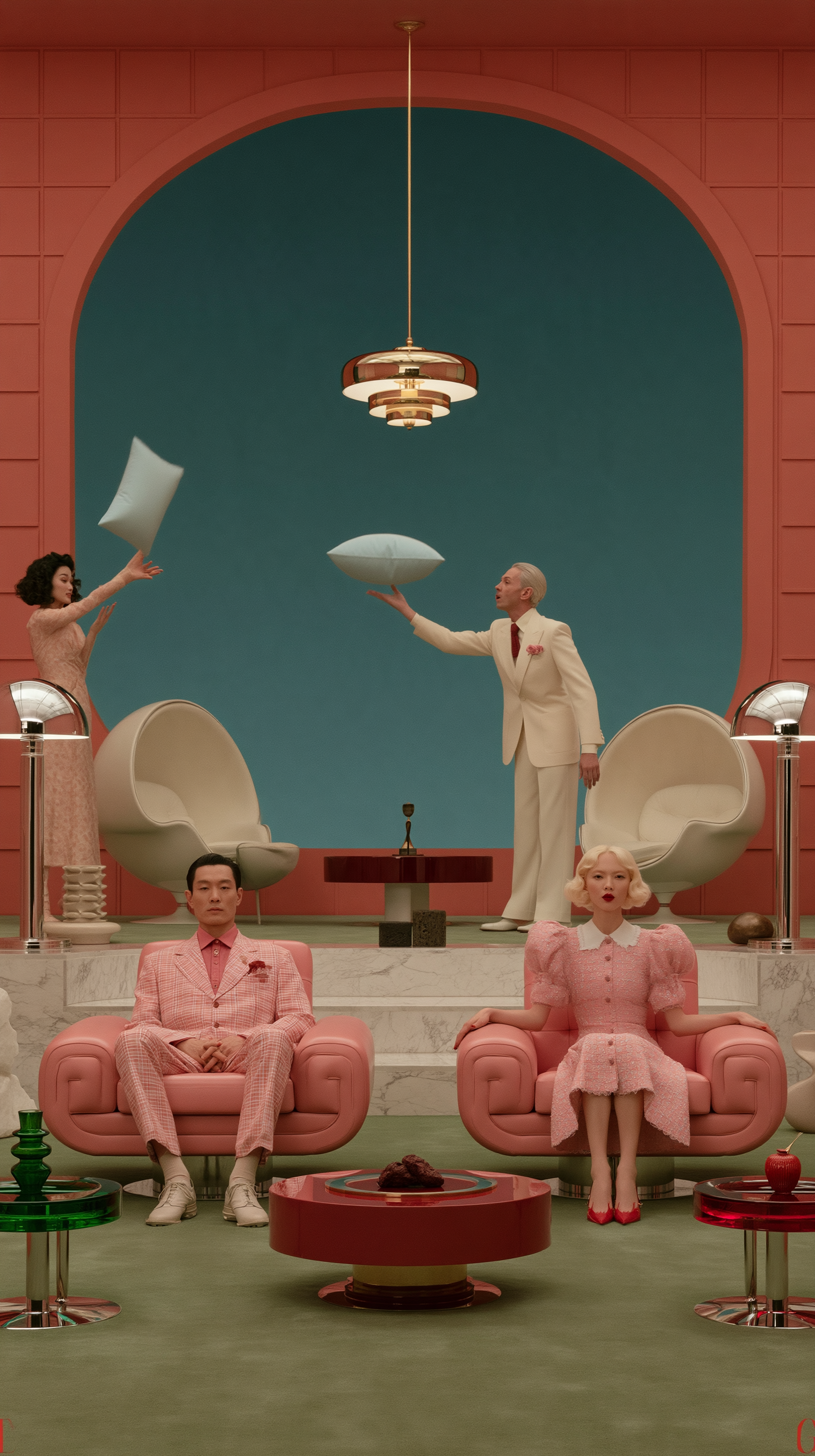 Luxury avant garde fashion campaign in an eccentric conte...
