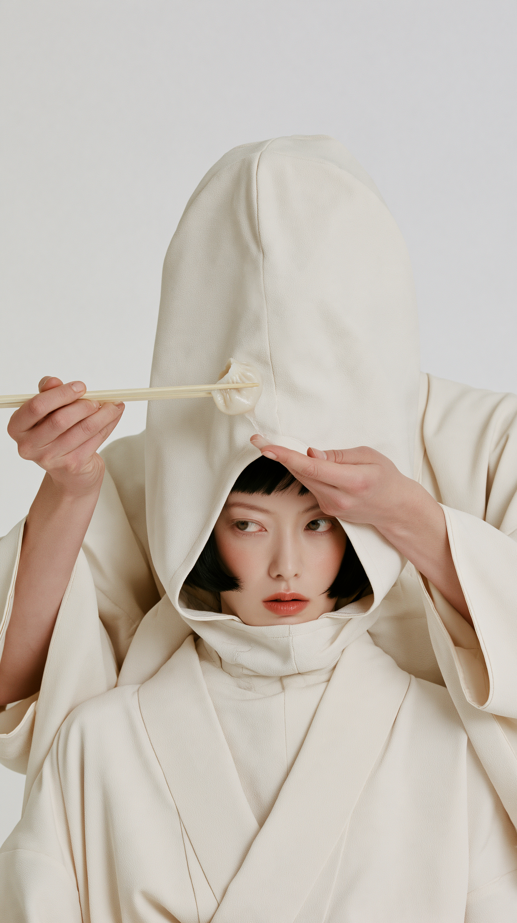 Modern studio photograph of two young Japanese adults per... - alternate