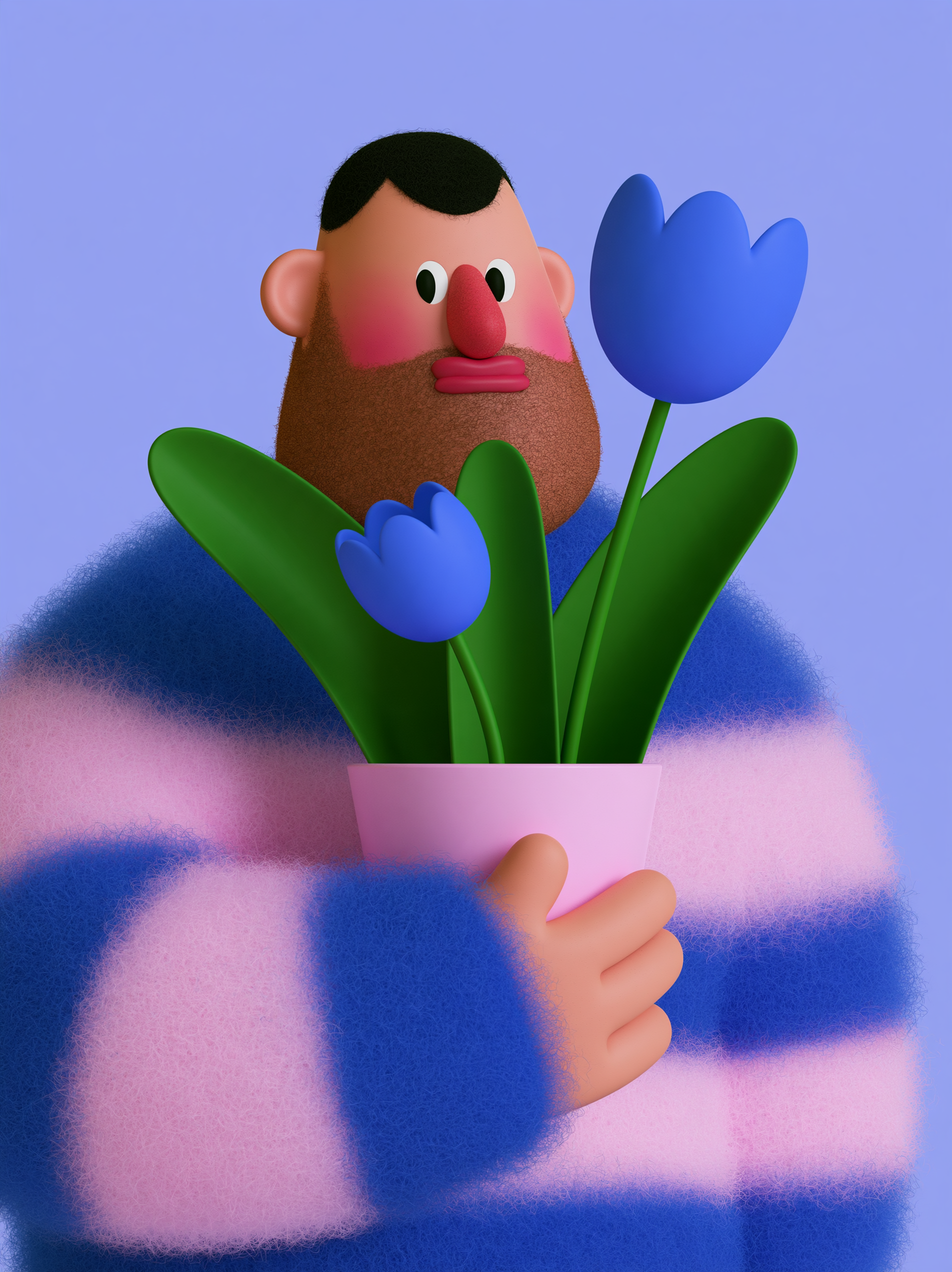 Man Holding a flower pot