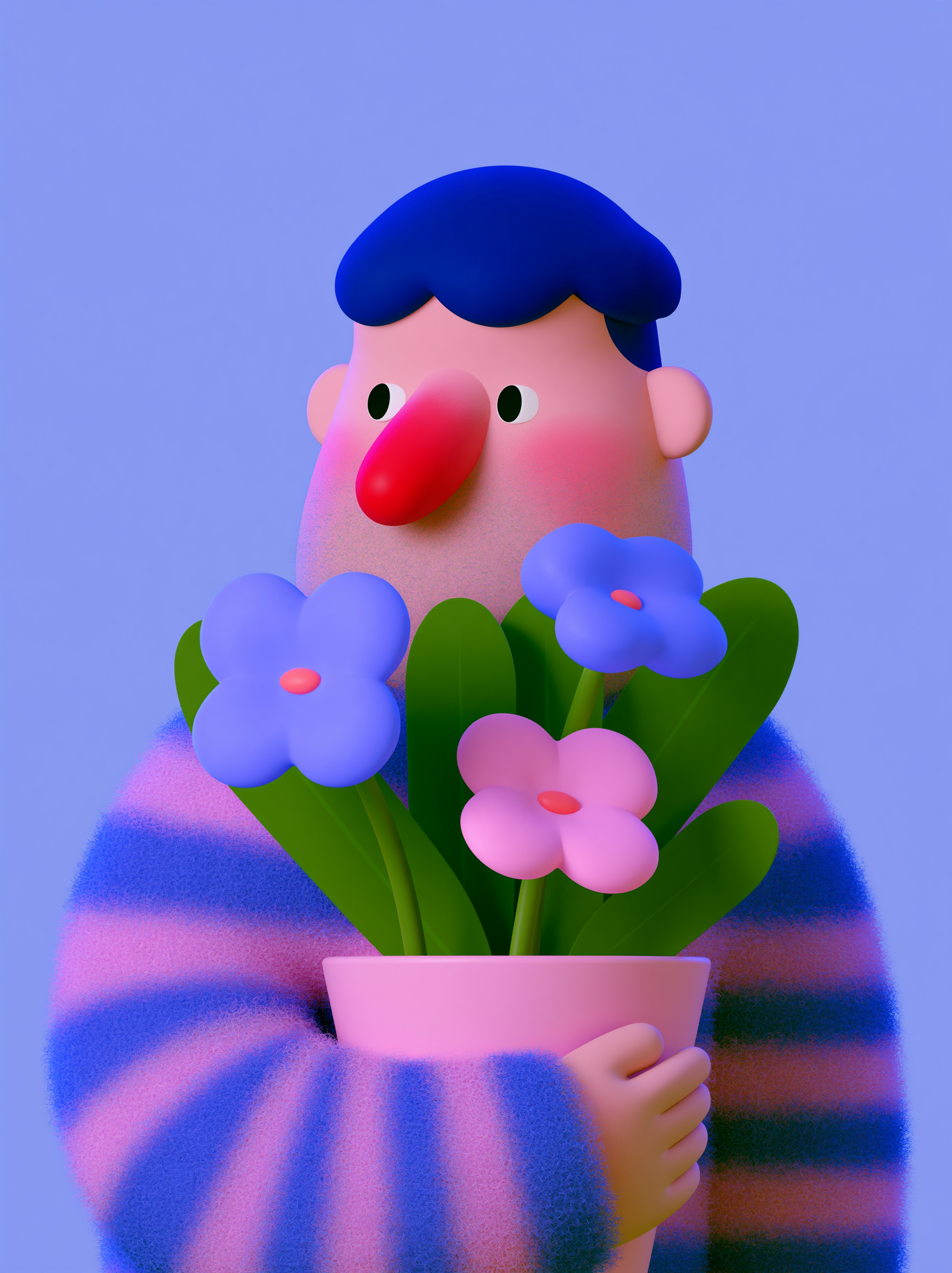 Man Holding a flower pot - alternate