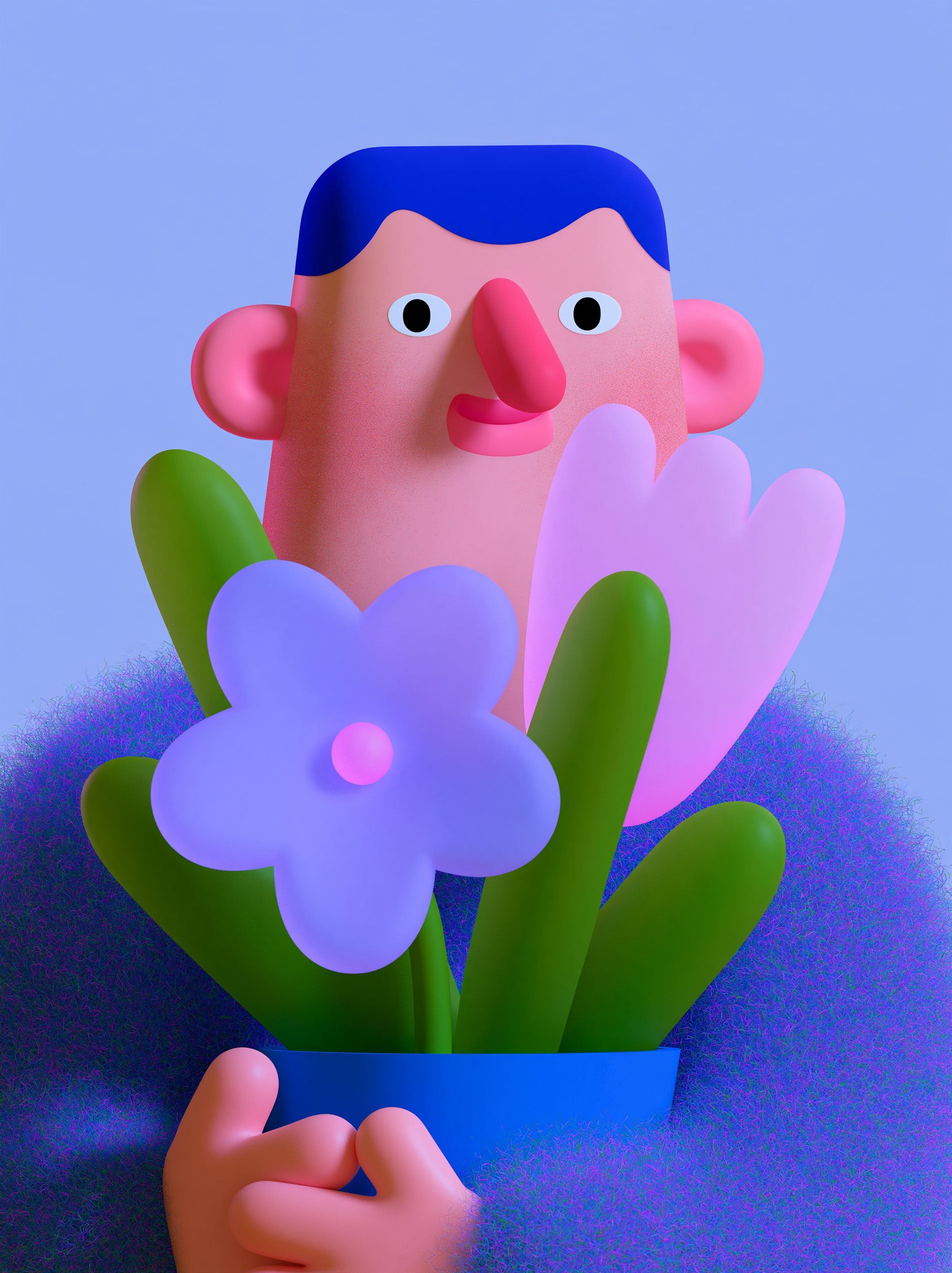 Man Holding a flower pot - alternate