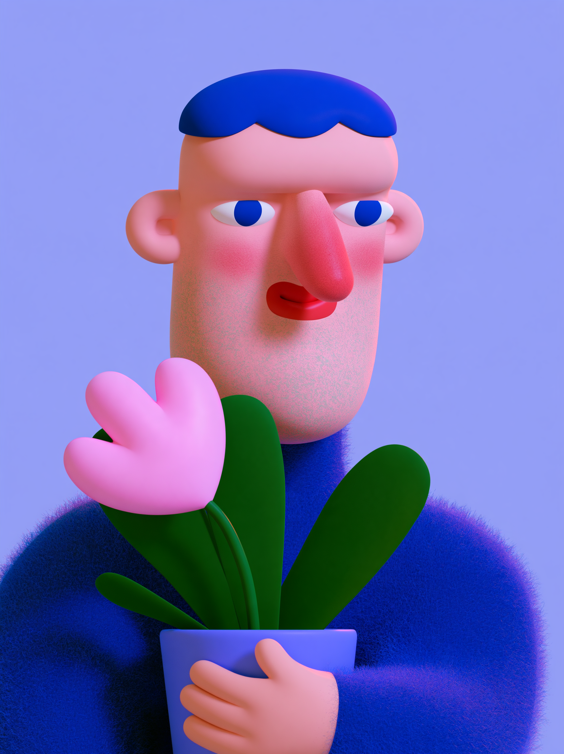 Man Holding a flower pot - alternate