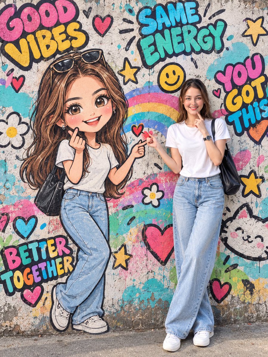 Ultra-Realistic Photography + Giant Cute Chibi Graffiti M...