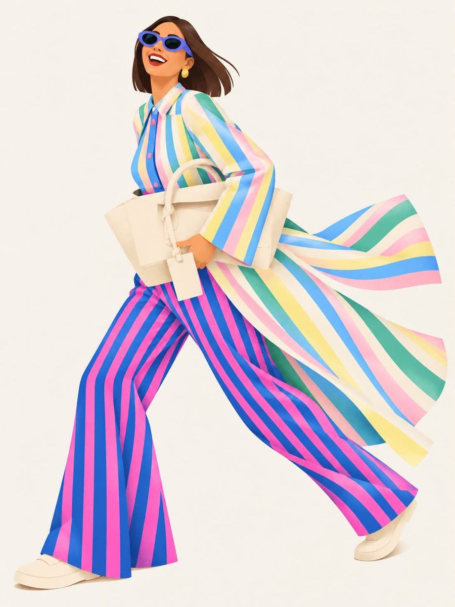 Create a high-end editorial fashion illustration of a sty... - alternate