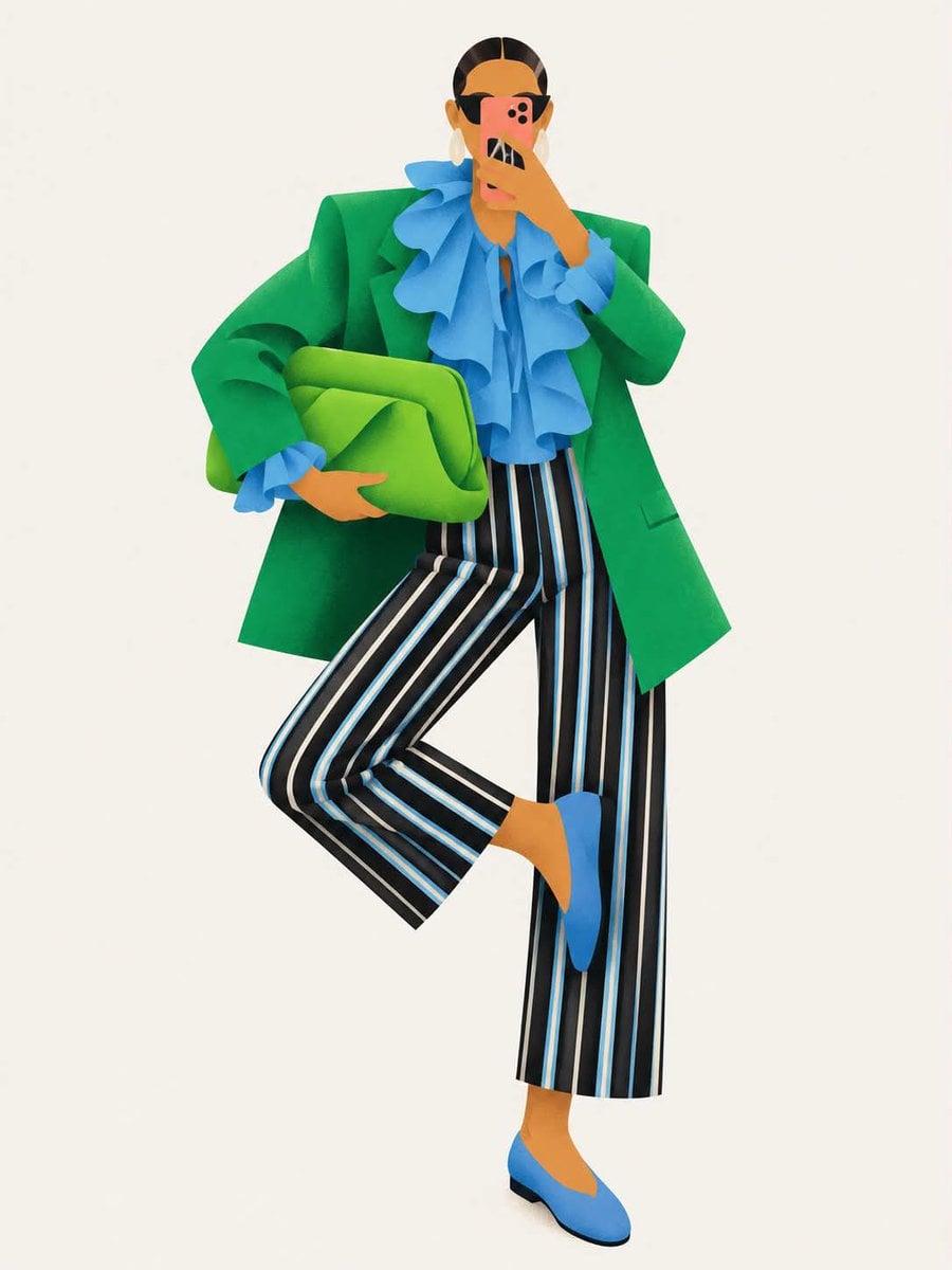 Create a high-end editorial fashion illustration of a sty... - alternate
