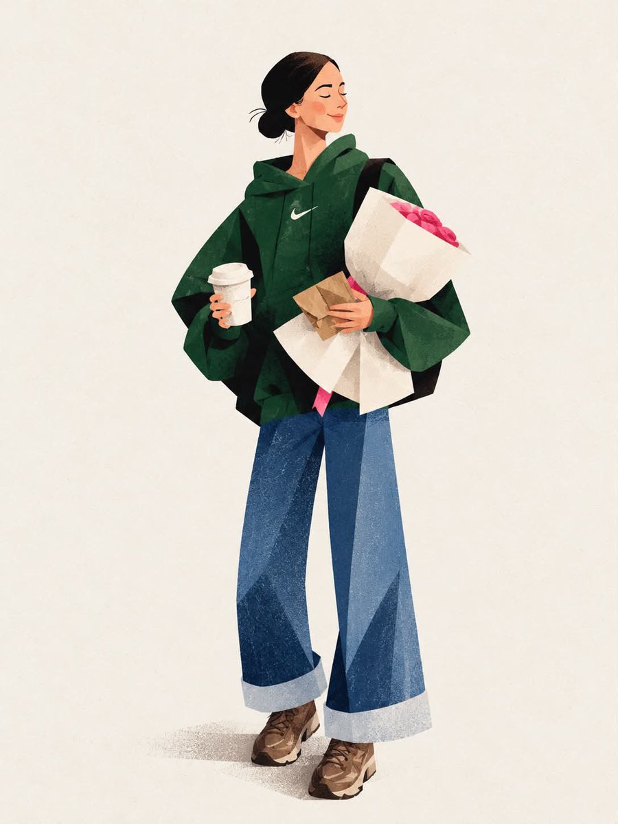 Create a stylish, full-body editorial fashion illustratio...