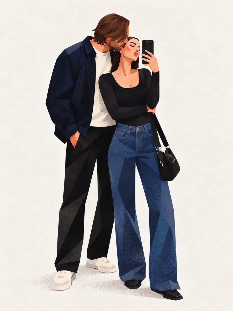 Create a stylish, full-body editorial fashion illustratio... - alternate