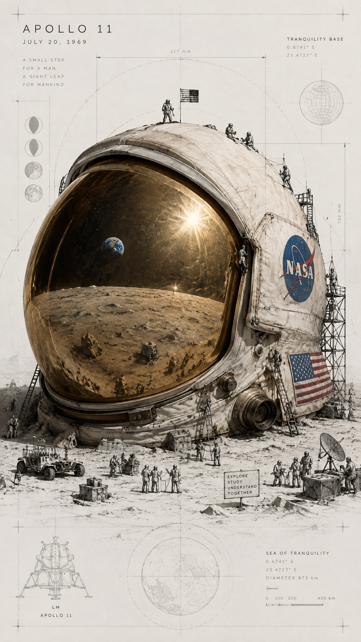 Create a conceptual museum-style illustration for the Apo...