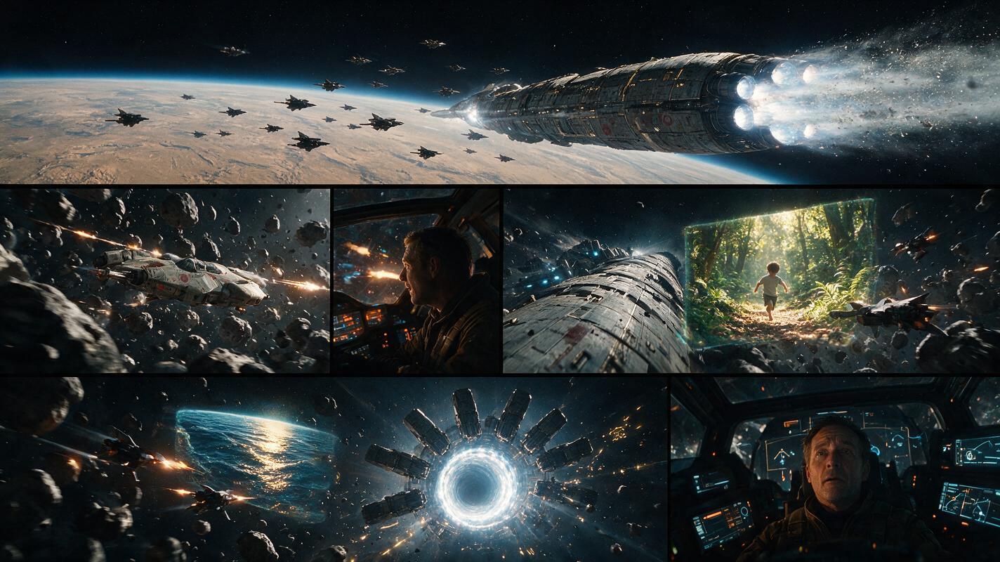 15-second cinematic, photorealistic science-fiction actio...