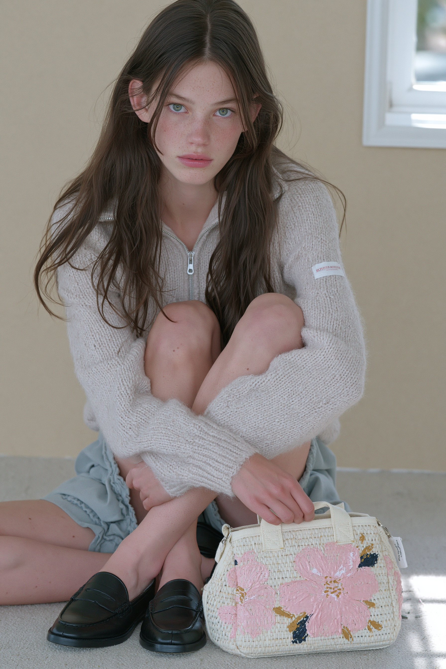 Photorealistic minimalist luxury fashion editorial, verti... - alternate