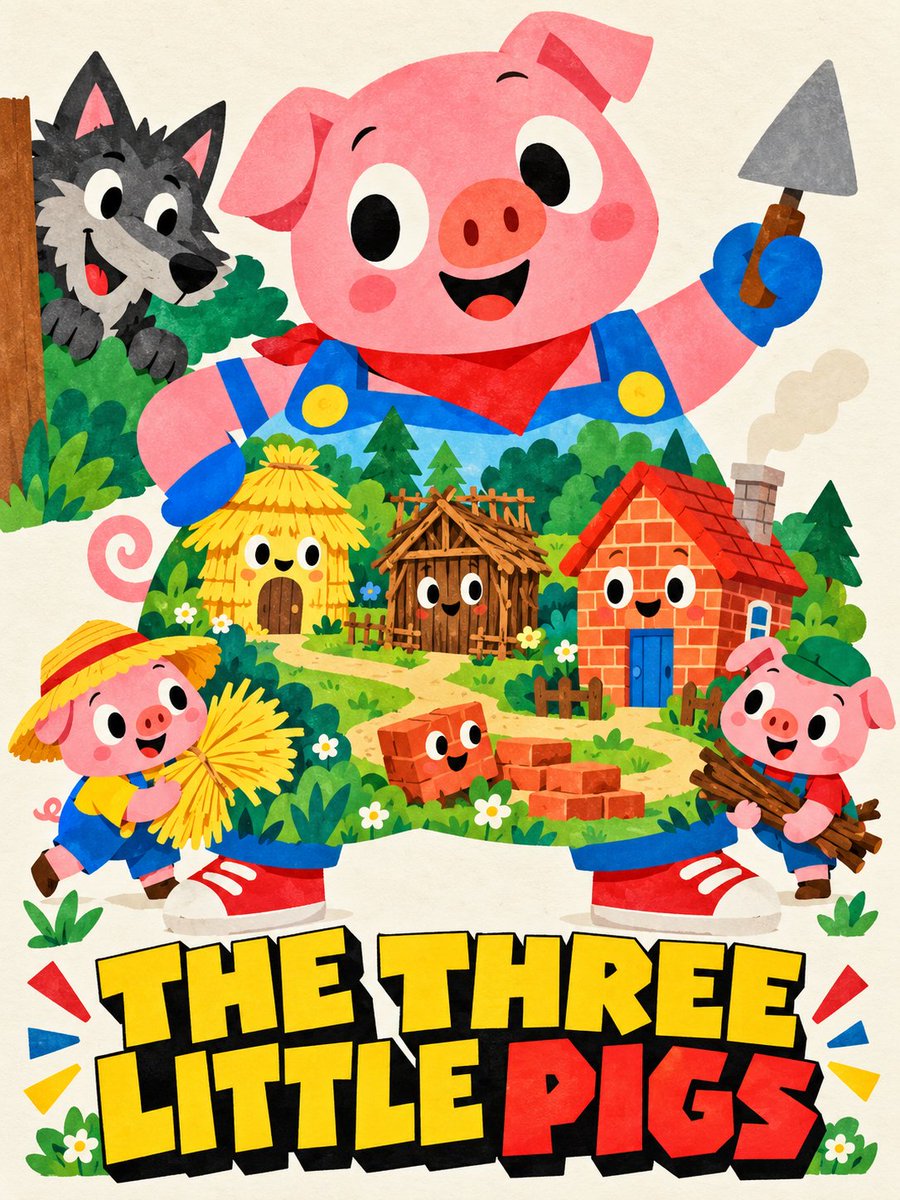 Create one finished illustrated children's story poster, ...